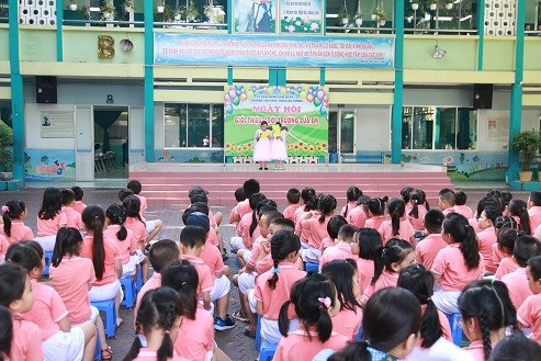 Các bé khối Lá tham quan trường tiểu học Thiên Hộ Vương năm 2018